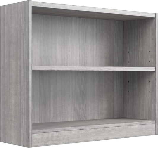 Bush Furniture Universal Small 2 Shelf Bookcase in Platinum Gray, Low Storage by BushHome