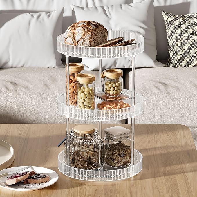 360° Clear Rotating Storage Tray, 2 Tier Lazy Susan Bathroom Countertop - Image 7