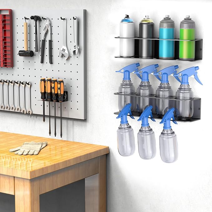 WALMANN Spray Bottle Holder Wall Mount, Metal Spray Can Storage Rack - Image 2
