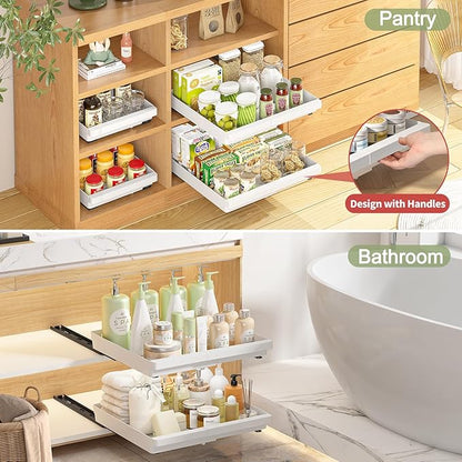 DOMNIU Pull Out Cabinet Organizers Expandable, 16.9" Depth, 4 Pack | Plastic - Image 4