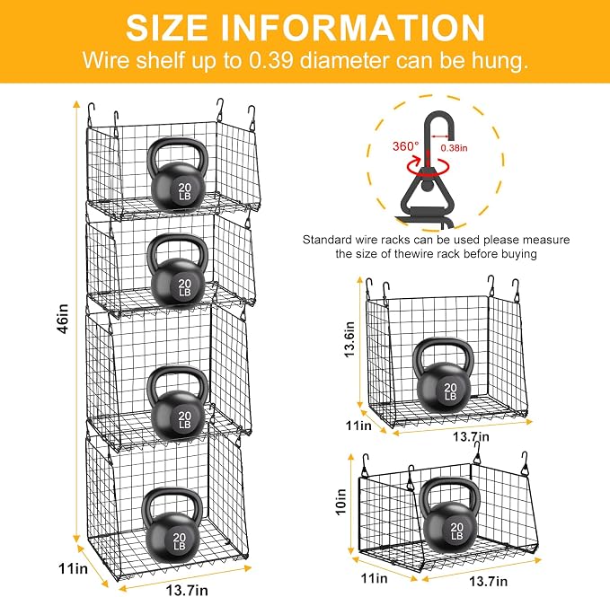 4-Pack Hanging Laundry Room Organizer：Foldable Laundry Room Organizaton Wire - Image 6
