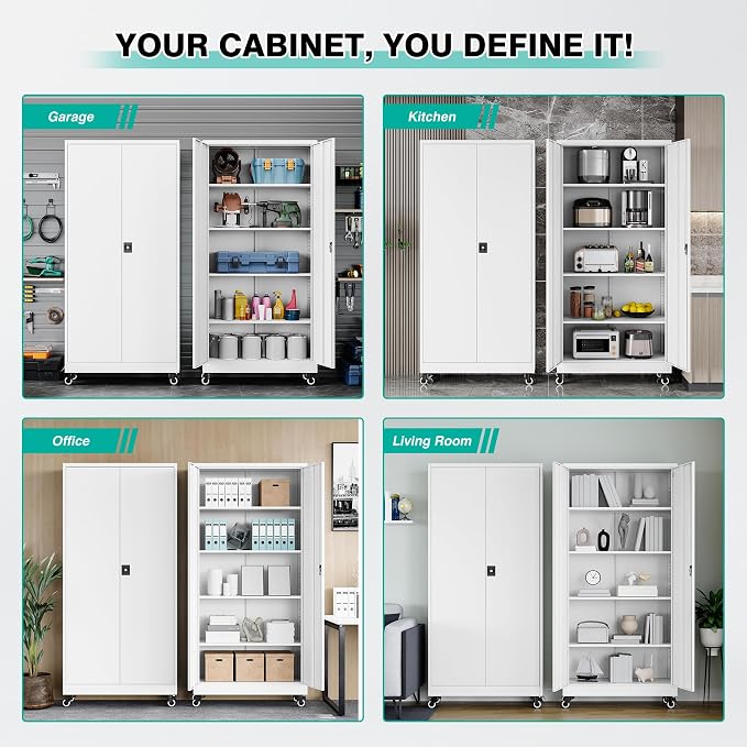 SISESOL 75" Tall Metal Storage Cabinet - Image 7