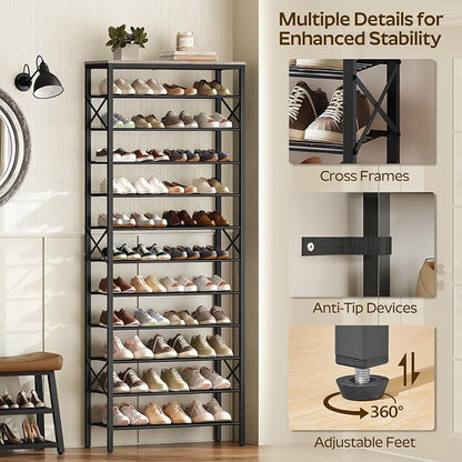 YATINEY 12 Tier Shoe Rack, Large Capacity Shoe Storage Organizer Holds 48 Pairs - Image 8