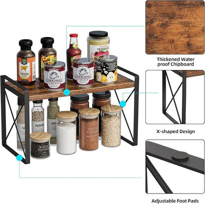 Giikin Countertop Shelf Organizer, Cupboard Stand Spice Rack, Retro Style - Image 2