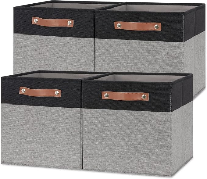 Temary Fabric Cube Storage Bins 12 Inch Decorative Storage Cubes Baskets 4 Pack by TEMARY