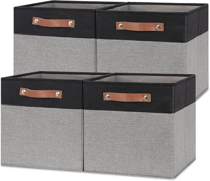 Temary Fabric Cube Storage Bins 12 Inch Decorative Storage Cubes Baskets 4 Pack by TEMARY