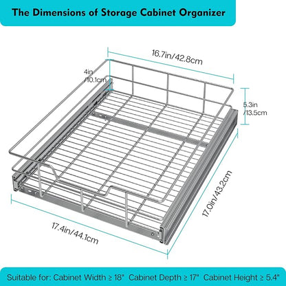 Pull Out Cabinet Organizer 17" W X 17" D, Slide Out Drawers - Image 2