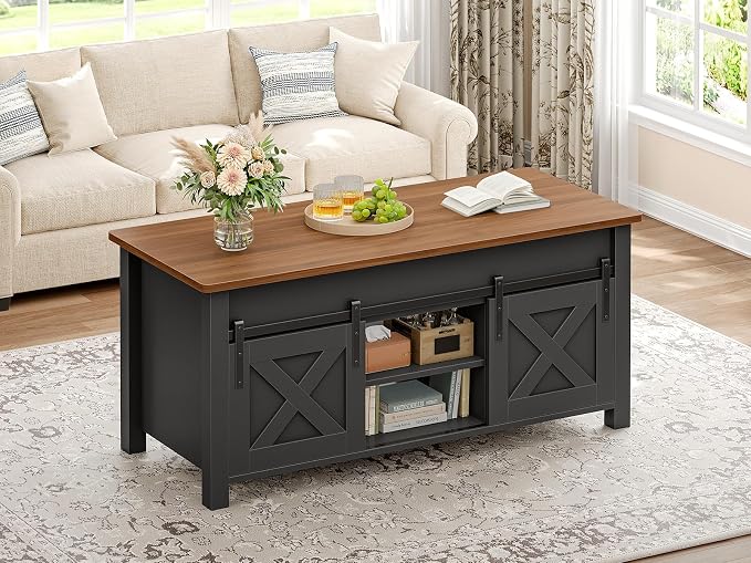 SEDETA Lift Top Coffee Table, Farmhouse Lift Tabletop Dining Table, Gas Spring - Image 8