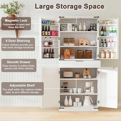GRUSIGN 72" Kitchen Pantry Storage Cabinet - Image 4