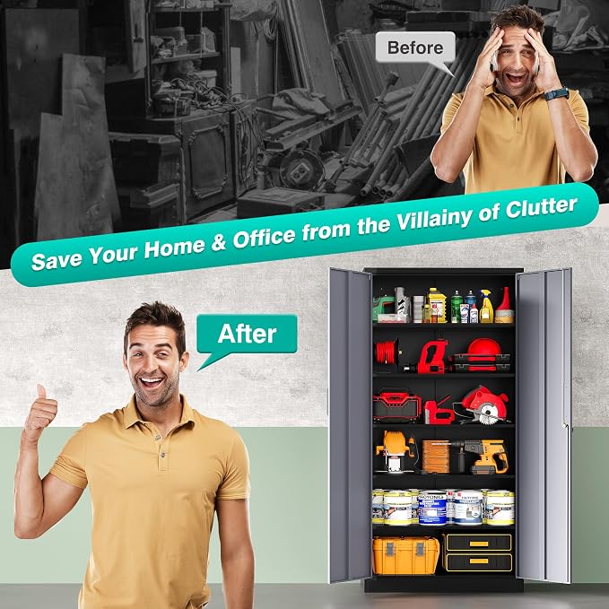 SISESOL Wide & Deep Metal Storage Cabinet - Image 9