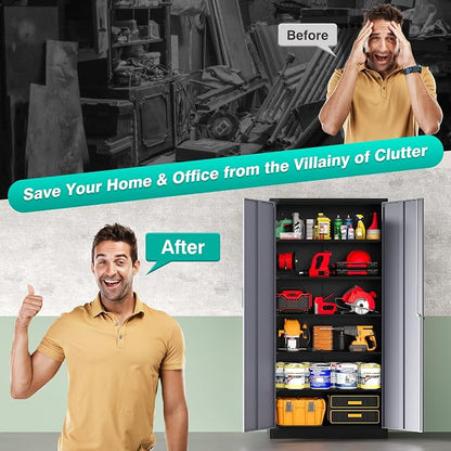 SISESOL Wide & Deep Metal Storage Cabinet - Image 9