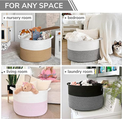 INDRESSME XXXLarge Cotton Rope Basket Woven Baby Laundry Baskets Blanket - Image 5