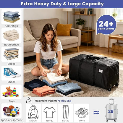 Heavy Duty Moving Bags with Wheels, Waterproof, College Dorm Moving Bags - Image 4