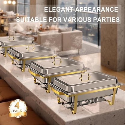 Chafing Dishes for Buffet 4 Pack, 11QT Stainless Steel Food Warmers for Parties - Image 7