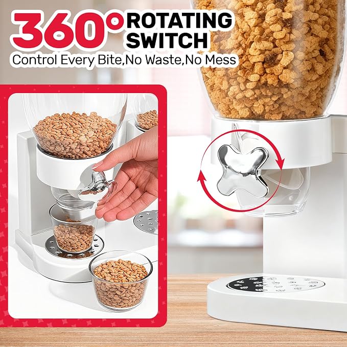Triple Cereal Dispenser Countertop 2L, Airtight Cereal Containers Storage - Image 3