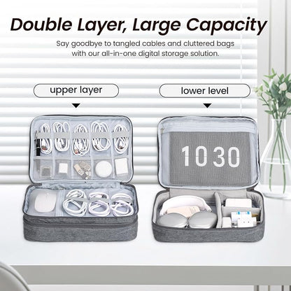 Large Electronic Organizer Travel Case, Double Layer Tech Pouch - Image 4
