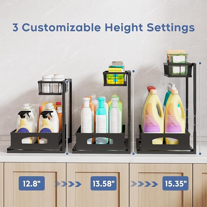 Under Sink Organizer and Storage, Height Adjustable Cabinet Organizer - Image 3