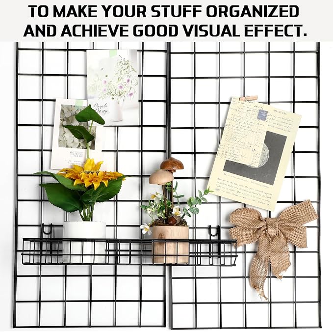 Blulu 4 Pcs 15.75 x 3.94 x 1.97 Inch Metal Grid Wall Baskets - Image 5