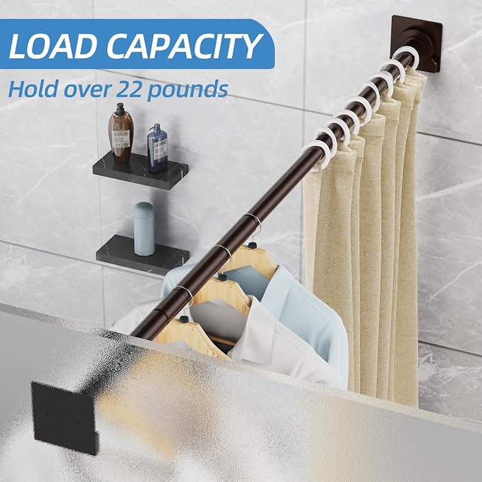 CorkLatta Matte Bronze Shower Curtain Rod, 1 Inch Diameter Stainless Steel - Image 3