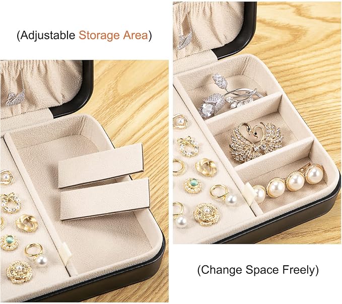 LANDICI Small Jewelry Box for Women Girls, PU Leather Travel Jewelry Case - Image 4