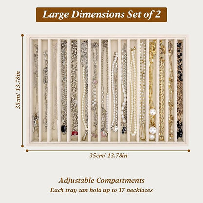 Large Velvet Jewelry Tray 2 Pack, Stackable Jewelry Display Drawer Inserts Trays - Image 9
