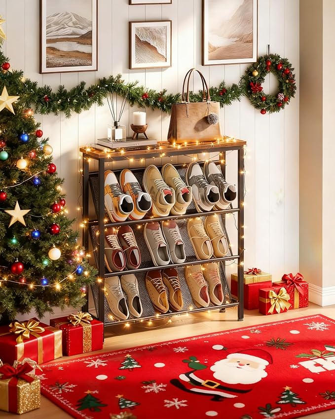 CHOEZON Shoe Rack, 4-Tier Slanted Shoe Storage Shelf, Narrow Shoe Rack - Image 2