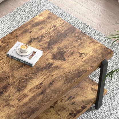 FOLUBAN Modern Coffee Table, Rustic Wood Center Table - Image 4