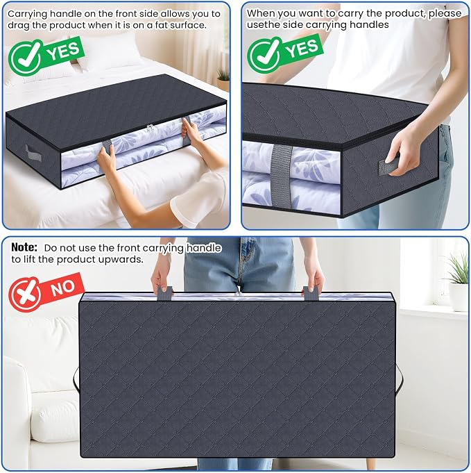 Under Bed Storage Containers, 4 Pack Blanket Storage Bags, Collapsible Storage - Image 5
