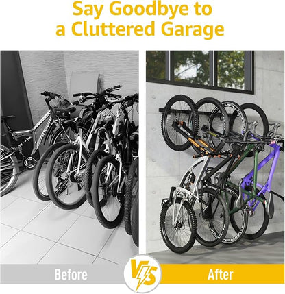 monTEK Enhanced Bike Storage Rack, Adjustable 4-Bike and 2-Helmet Hangers - Image 9