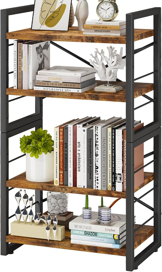 Homeiju Bookshelf, Dorm Desk Hutch, Desk Shelf Organizer, 4 Tier Stackable by Homeiju