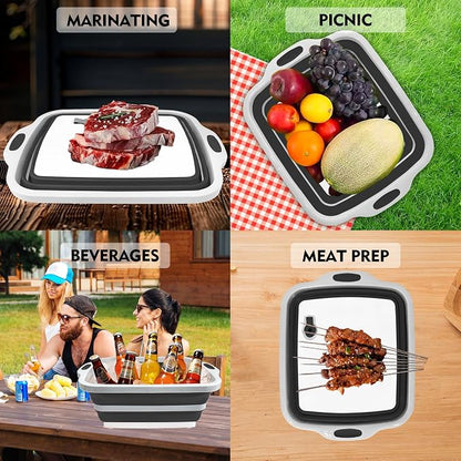 8L/16L BBQ Prep Tub with Cutting Board, Lid & Complimentary Mitts/Gloves – - Image 7