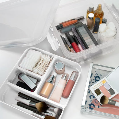 Simplify 5 Compartment Gift Supply Storage Box | 2 Tier Box | Red | Clear Top - Image 4
