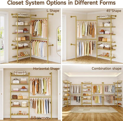 L2 Wall Mounted Closet System, Industrial Pipe Clothing Rack Clothes Racks - Image 5