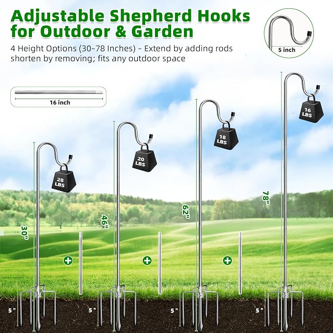 COCONUT 78 Inch Shepherds Hook for Bird Feeder, 5/8 Inch Width Heavy Duty - Image 5