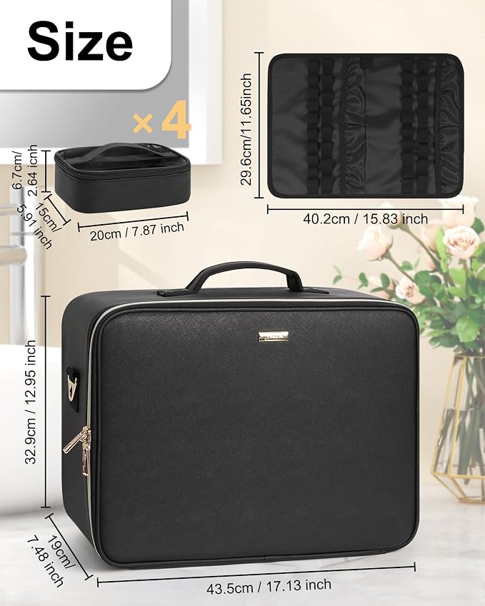 Relavel Extra Large Makeup Case Professional Cosmetic Storage Organizer Box - Image 5