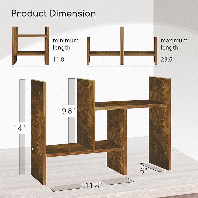 Jerry & Maggie Desktop Organizer Office Storage Rack Adjustable Wood Display - Image 2