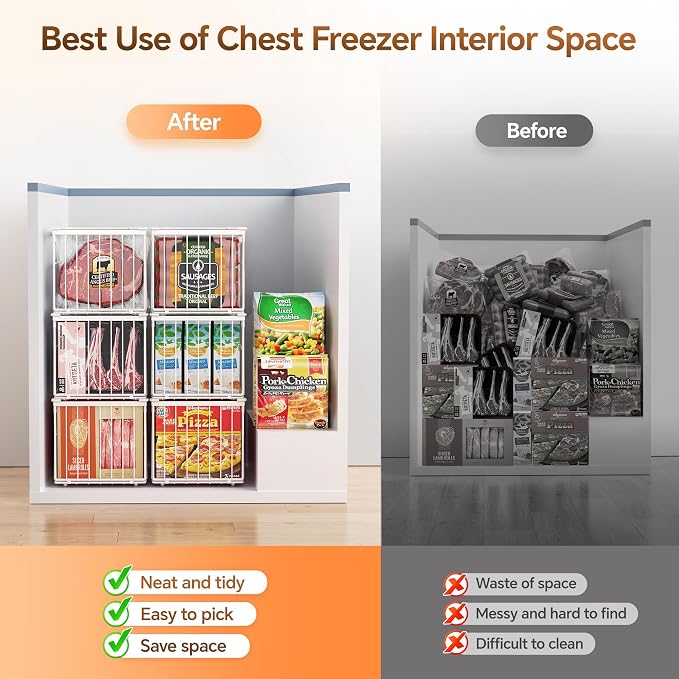Freezer Organizer Bins, Enlarged Stackable Deep Chest Freezer Organizer Bins - Image 5