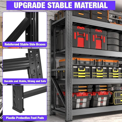 Metal Garage Shelving Unit, Heavy Duty 4-Tier Adjustable Wire Storage Rack - Image 7