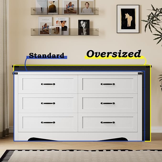 6-Drawer Dresser for Bedroom, Modern Wooden Chest of Drawers - Image 4