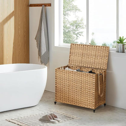 Laundry Hamper with Wheels, 52.8 Gallon Rolling Laundry Basket with Lid - Image 3