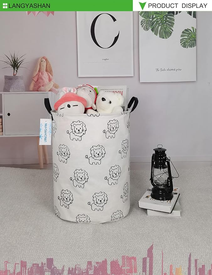 LANGYASHAN Laundry Basket Canvas Fabric Collapsible Organizer Basket - Image 4