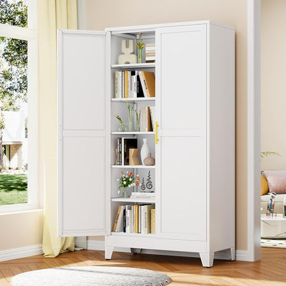 79" White Metal Storage Cabinet - Image 2