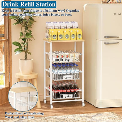 4-Tier Small Kitchen Storage Cart on Wheels - Image 6