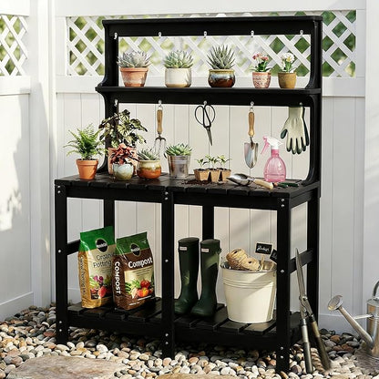 Outdoor Potting Bench with 3 Tier, All-Weather Patio Potting Table with Tool - Image 2