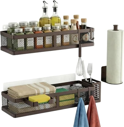 PUSDON 5-in-1 16.5" Extra Long Slim Wall Mount Wrapped Mesh Kitchen Organizer & - Image 3