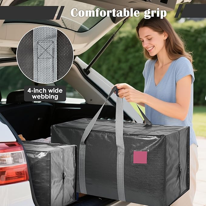 6 Pack Moving Bags with Full-Open Side Zipper, Extra Large 93L Heavy Duty - Image 6