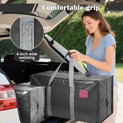 6 Pack Moving Bags with Full-Open Side Zipper, Extra Large 93L Heavy Duty - Image 6