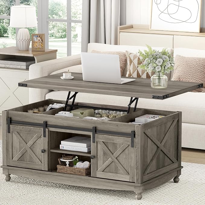 ALLSTAND 48" Farmhouse Lift Top Coffee Table by ALLSTAND