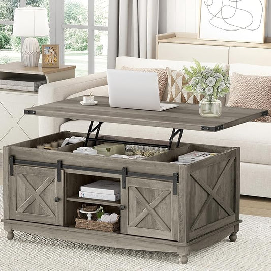 ALLSTAND 48" Farmhouse Lift Top Coffee Table by ALLSTAND