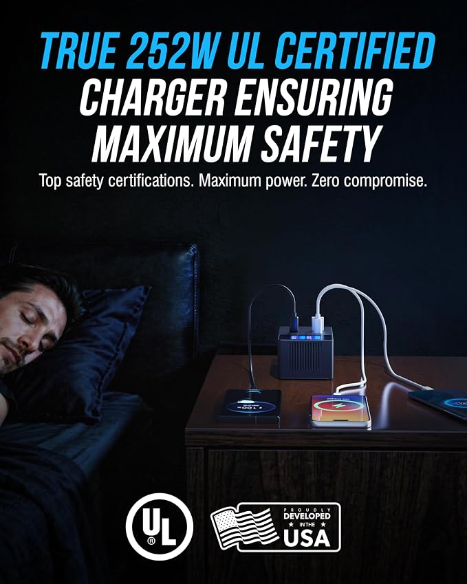 SABRENT VOLTIK Charging Station, 252W 8-Port USB C and USB A Desktop Charger - Image 6